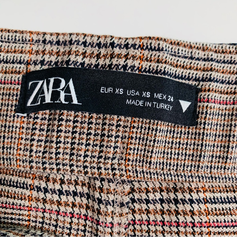 Zara Brown Plaid Mini Skirt High Waisted Size XS - Picture 9 of 10